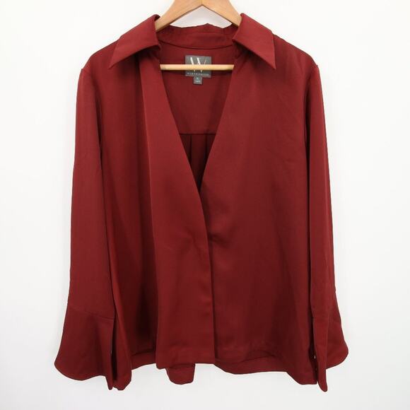 Worthington Top Size XL Red Maroon Blazer Style Long Sleeve Collared NWT - Picture 1 of 13